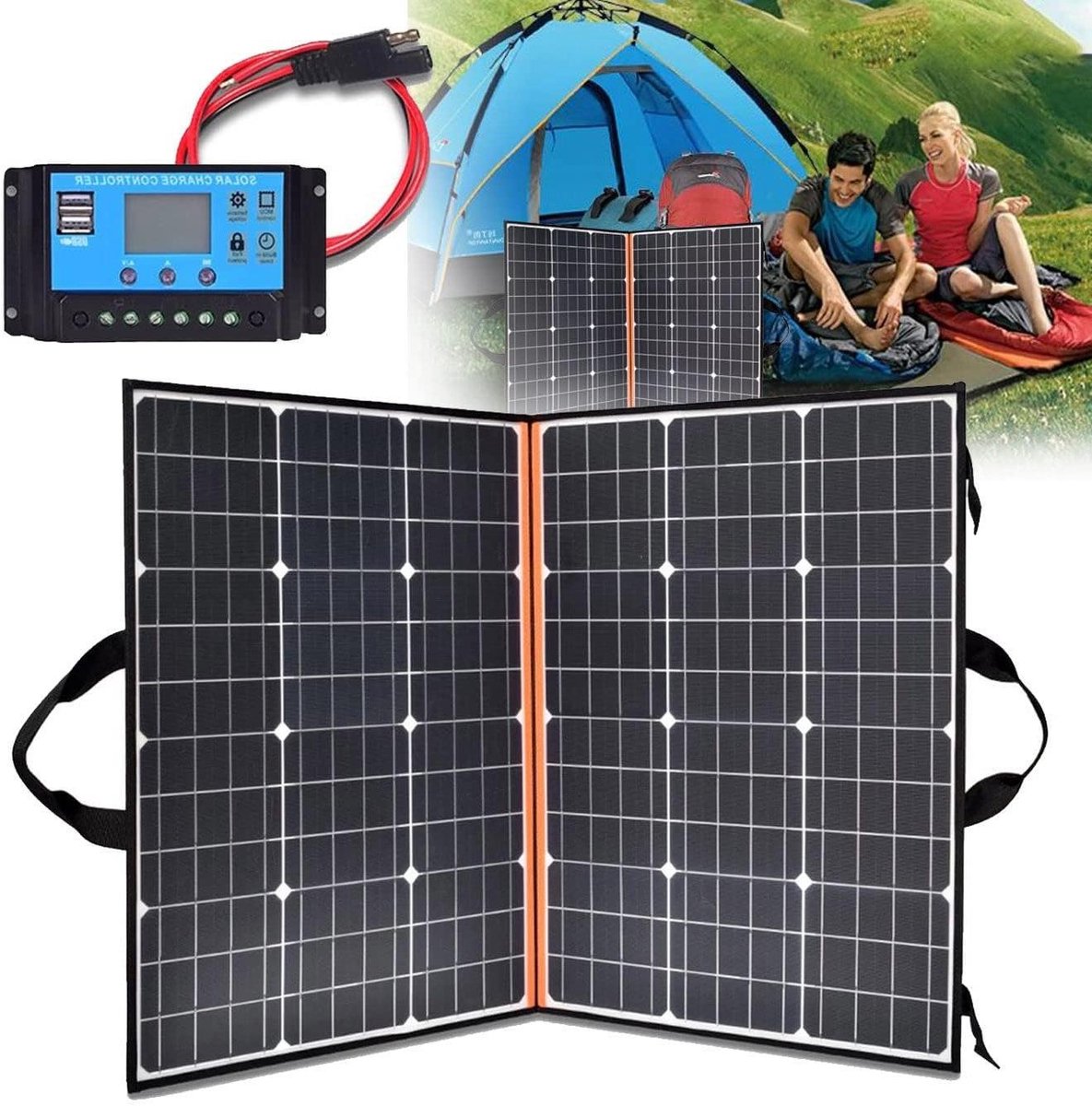 Opvouwbaar Zonnepaneel - Draagbare Energie - Kamperen en Reizen - Hoge Conversie Efficiëntie - 200W - Zwart