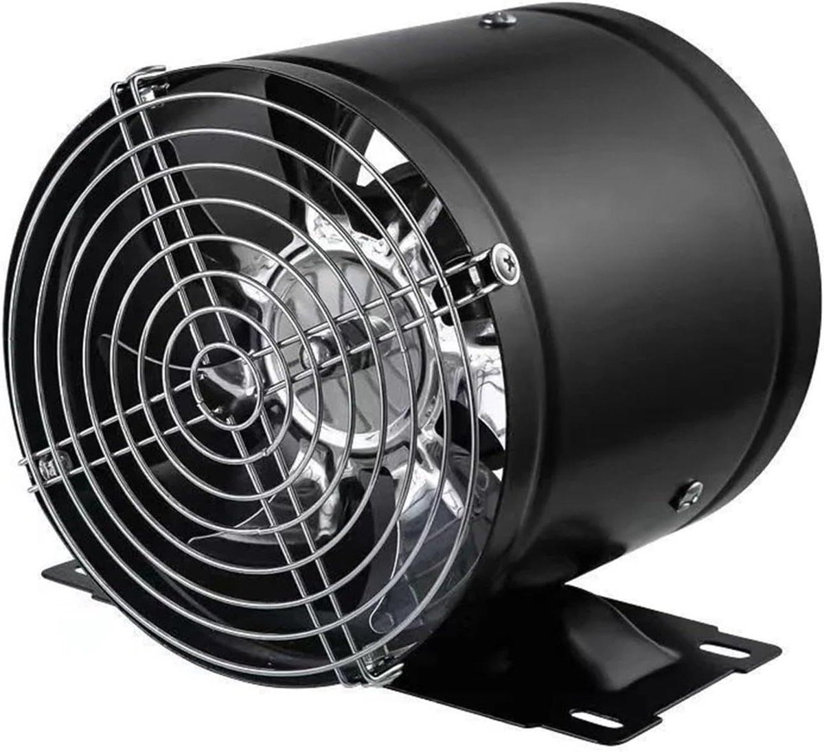 Afzuigventilator Inline - Kanaalventilator Rookventilator - Lucht Verversen - Volledig Metalen Ontwerp - 150 mm - Zwart