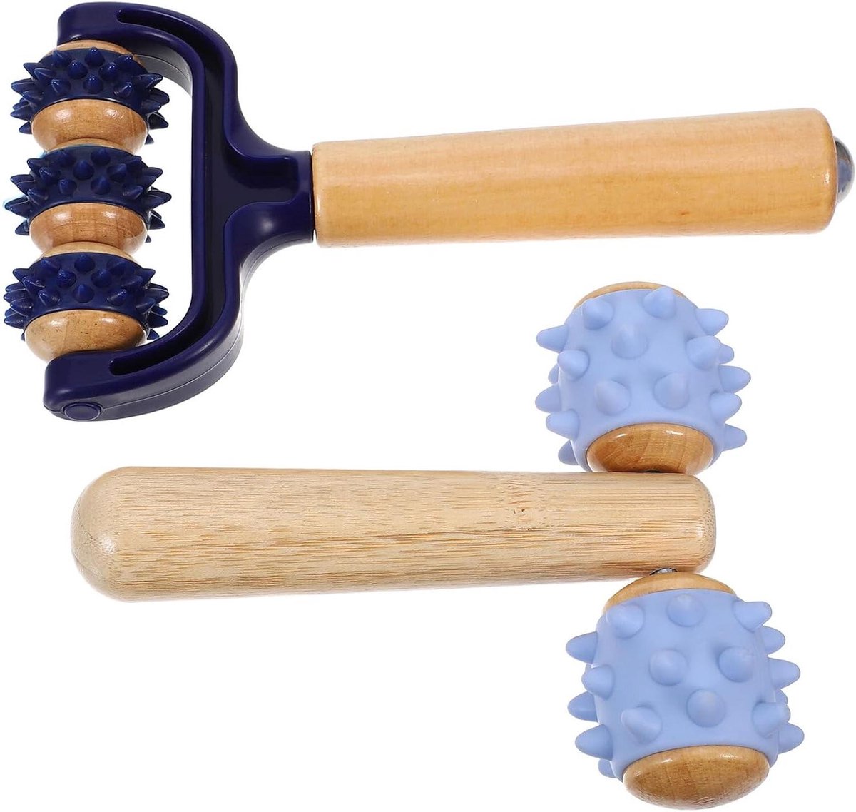 Houten Massage Roller - Spierroller Lichaamsvorming - Spieren Ontspannen - Ergonomisch Ontwerp - 14 x 11 x 4 cm - Houtkleur