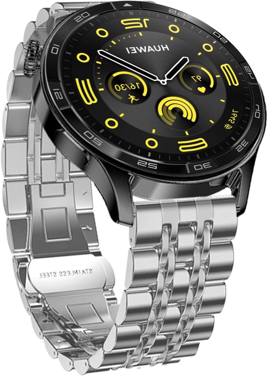 Stalen horlogeband 22mm vervangband voor smartwatch, geschikt voor GT4, GT3, GT2 en 4 Pro modellen
