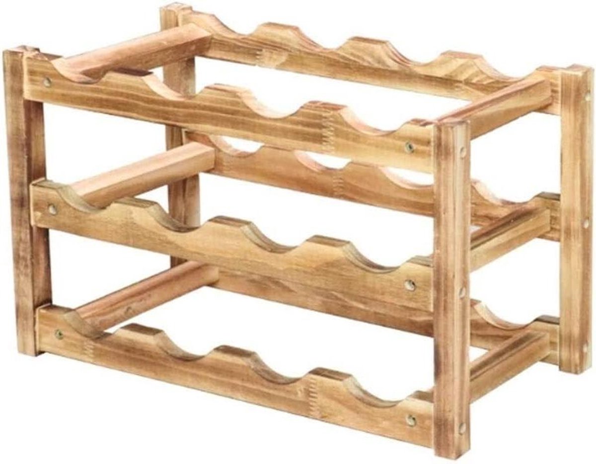 Houten Wijnrek - Fleshouder Kastje - Wijn Opslag - Drie Planken - 46 cm - Rood