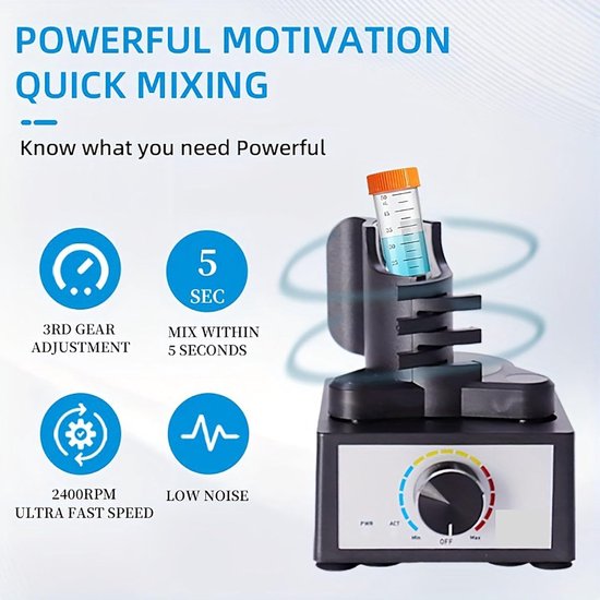 Mini Vortex Mixer - Verf Mixer - Laboratorium Menging - 3 Snelheden Instelbaar - 10-100ml Capaciteit - Wit van MINI — afbeelding 3