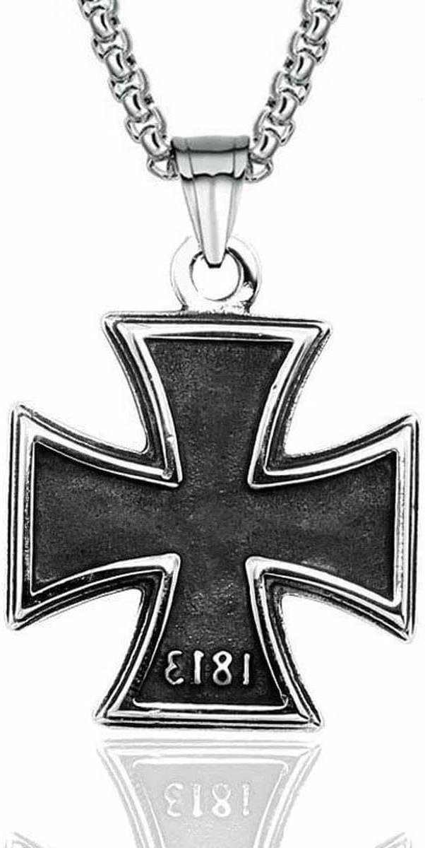 Heren Kruis Ketting - RVS Hanger - Dagelijks Dragen - Duits IJzeren Kruis - Niet gespecificeerd - Zilverkleurig