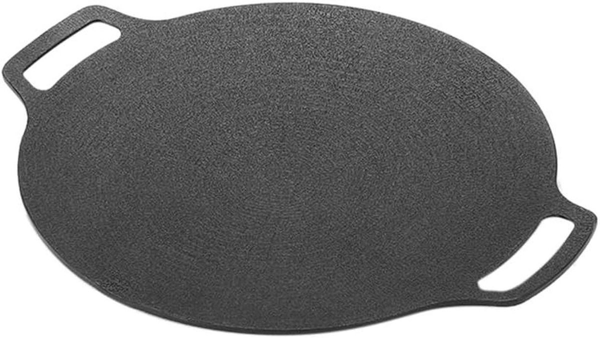Gietijzeren Plaat - Grillplaat Bakplaat - BBQ Grillen - Antiaanbaklaag - 35 cm - Zwart