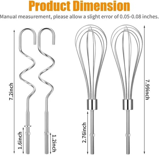 Deeghaak en Klopper - Mixer Accessoires - Deeg Kneden - Ergonomische Vorm - 10 x 10 x 10 cm — afbeelding 5