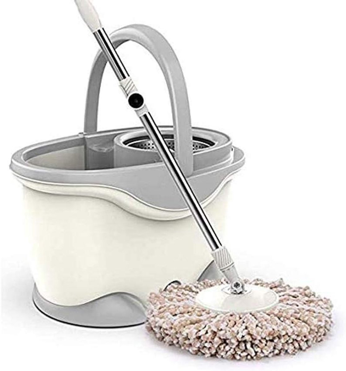 Dweil Emmer - Draai Dweil - Efficiënt Schoonmaken - Handsfree Uitwringen - 300 Gram - Wit