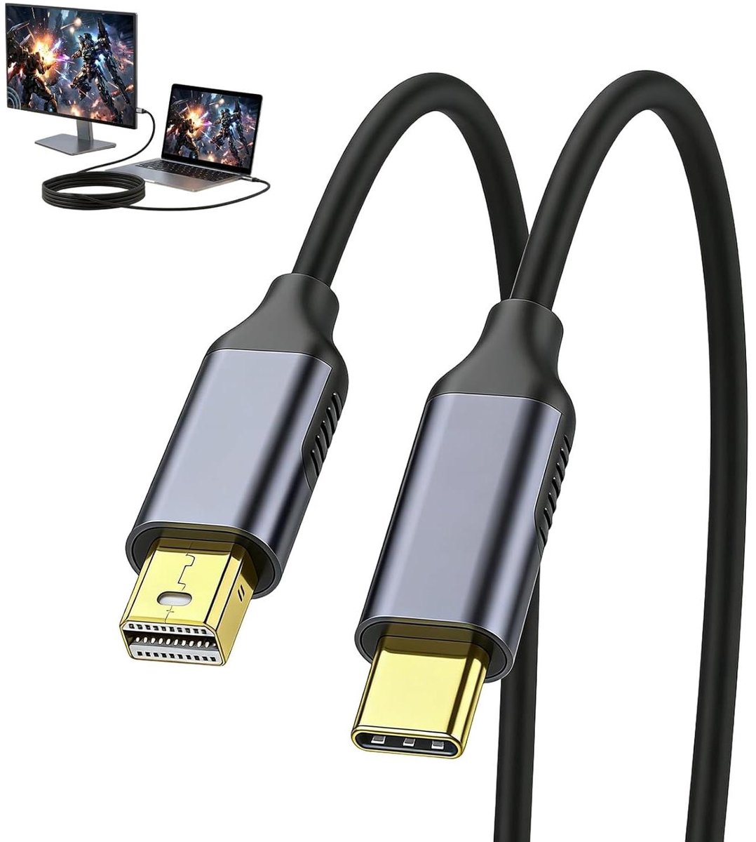 USB-C naar DisplayPort Kabel - Type C naar DP - Beeldoverdracht - 4K 60Hz HDR - 18 m - Zilver