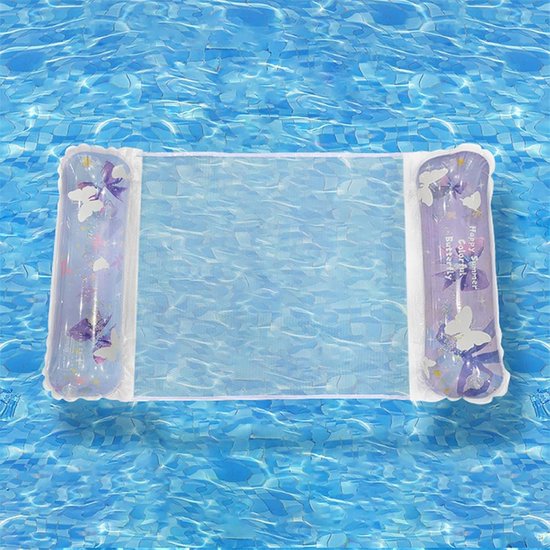 Opblaasbare zwembadstoel - Zwembaddrijver Ligstoel - Ontspannen in water - Met glitteraccenten - 110 x 67 cm - Blauw — afbeelding 5