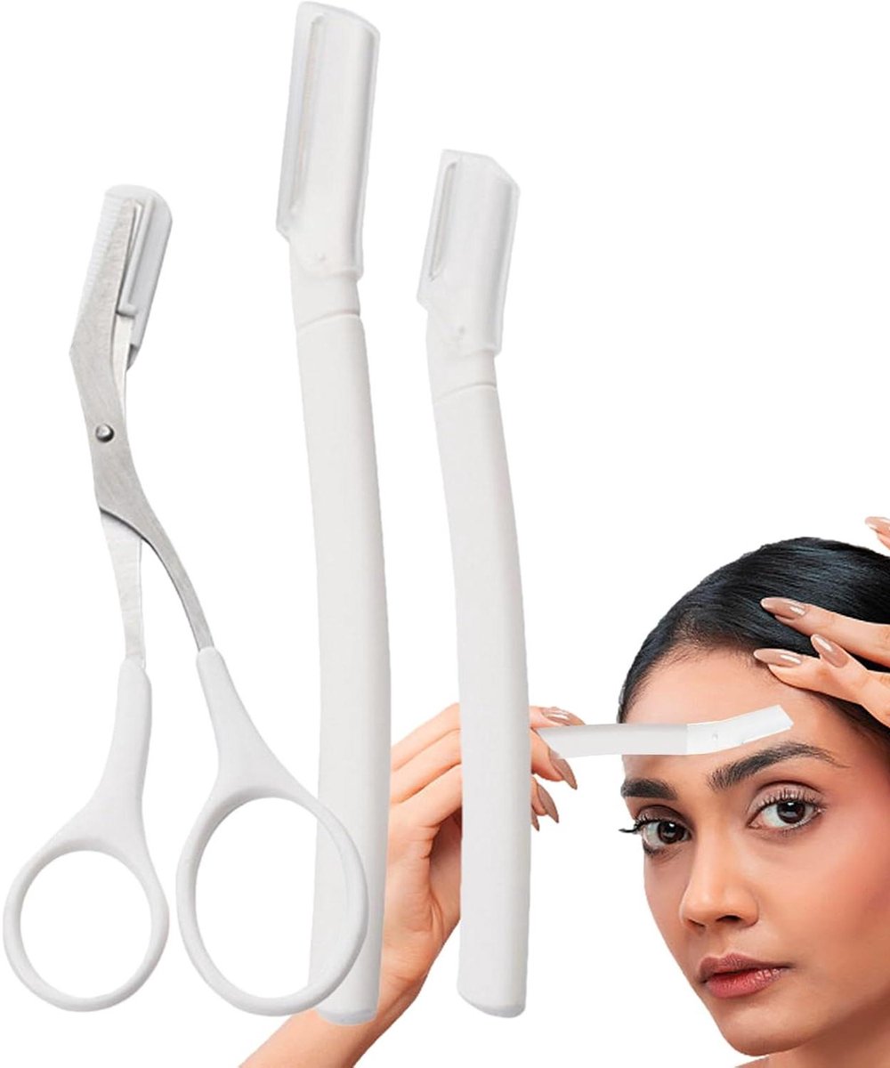 Wenkbrauwscheerapparaat Vrouwen - Gezichtstrimmer Baardtrimmer - Precisie Verzorging - Roestvrij Staal Snijder - 15.5 cm Lengte - Zilver