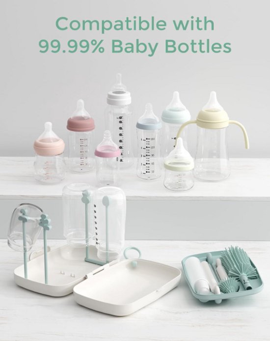 Momcozy Momcozy 7-in-1 Babyfles Reinigingsset (Groen) - Baby Bottle Cleaner Kit met Siliconen Borstel, Speen- & Rietjesborstels, Zeepdispenser & Droogrek - Draagbare Babyfles Schoonmaakset voor Thuis & Reizen van Momcozy. — afbeelding 2