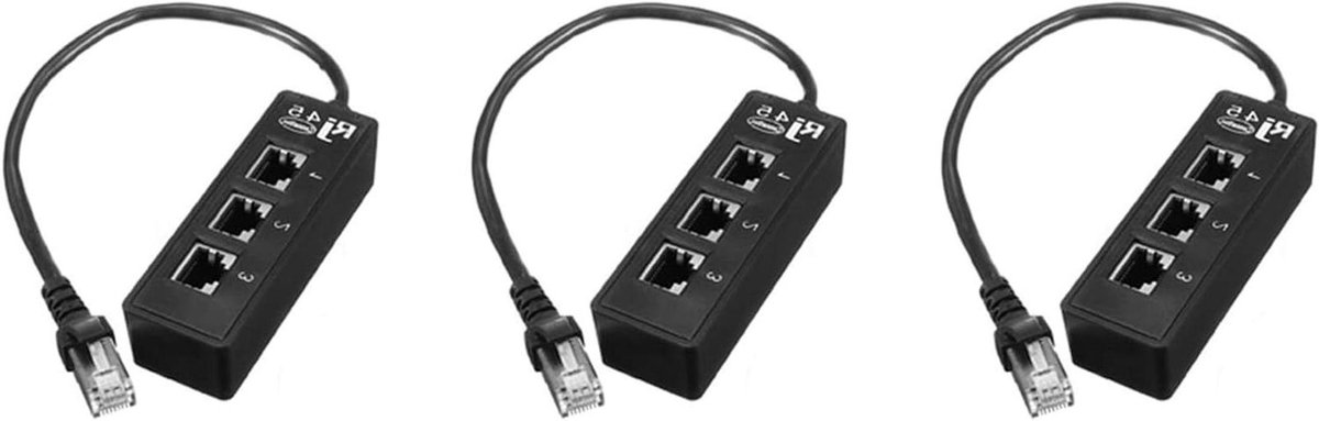 Netwerk Splitter - Ethernet Kabel - Signaal Versterken - 3 Poorten - 1-naar-3 - Zwart