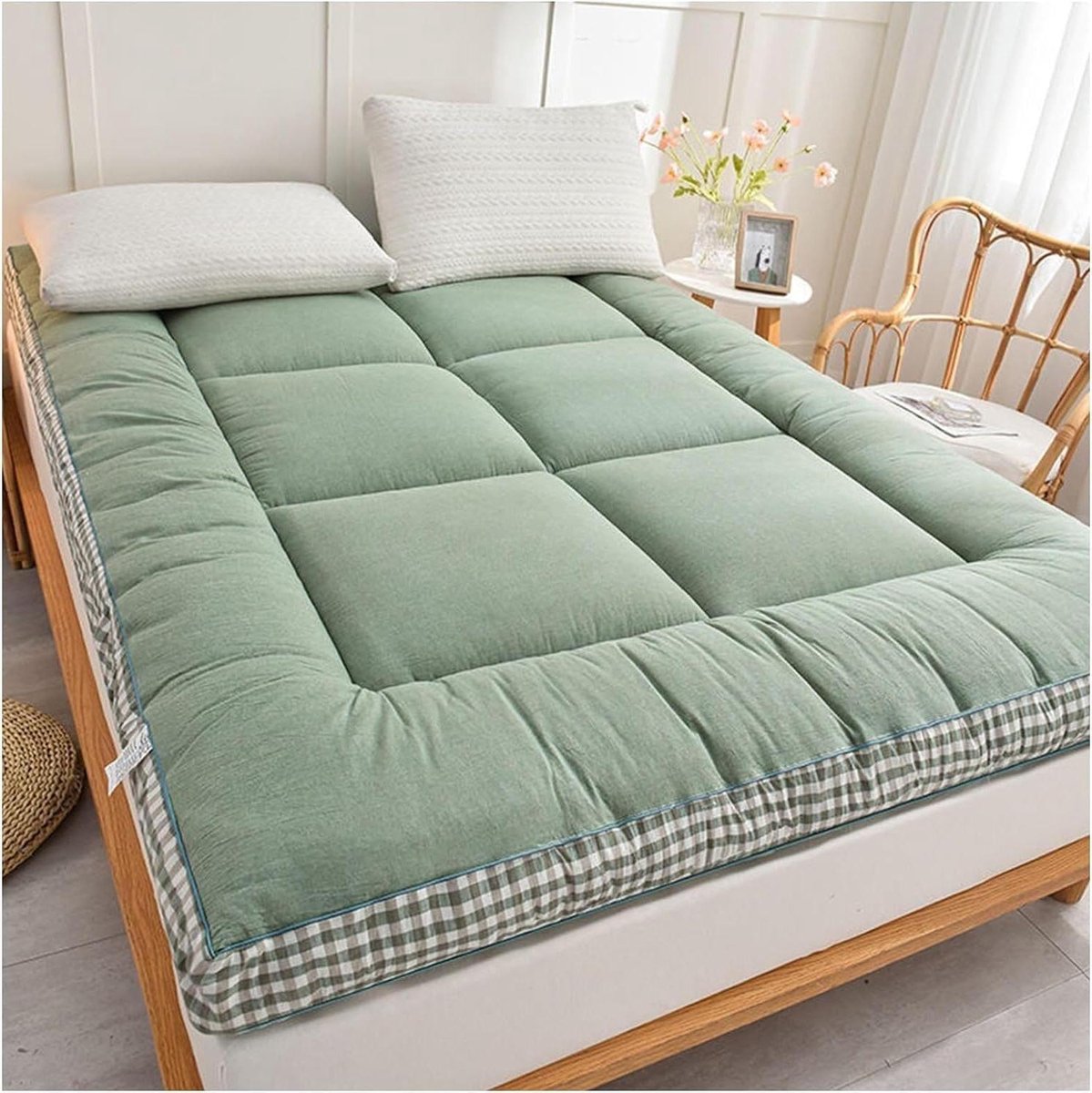 Japanse vloermatras - Opvouwbaar futon kussen - Comfortabel slapen - Huidvriendelijke vulling - 354 x 80 inch - Groen