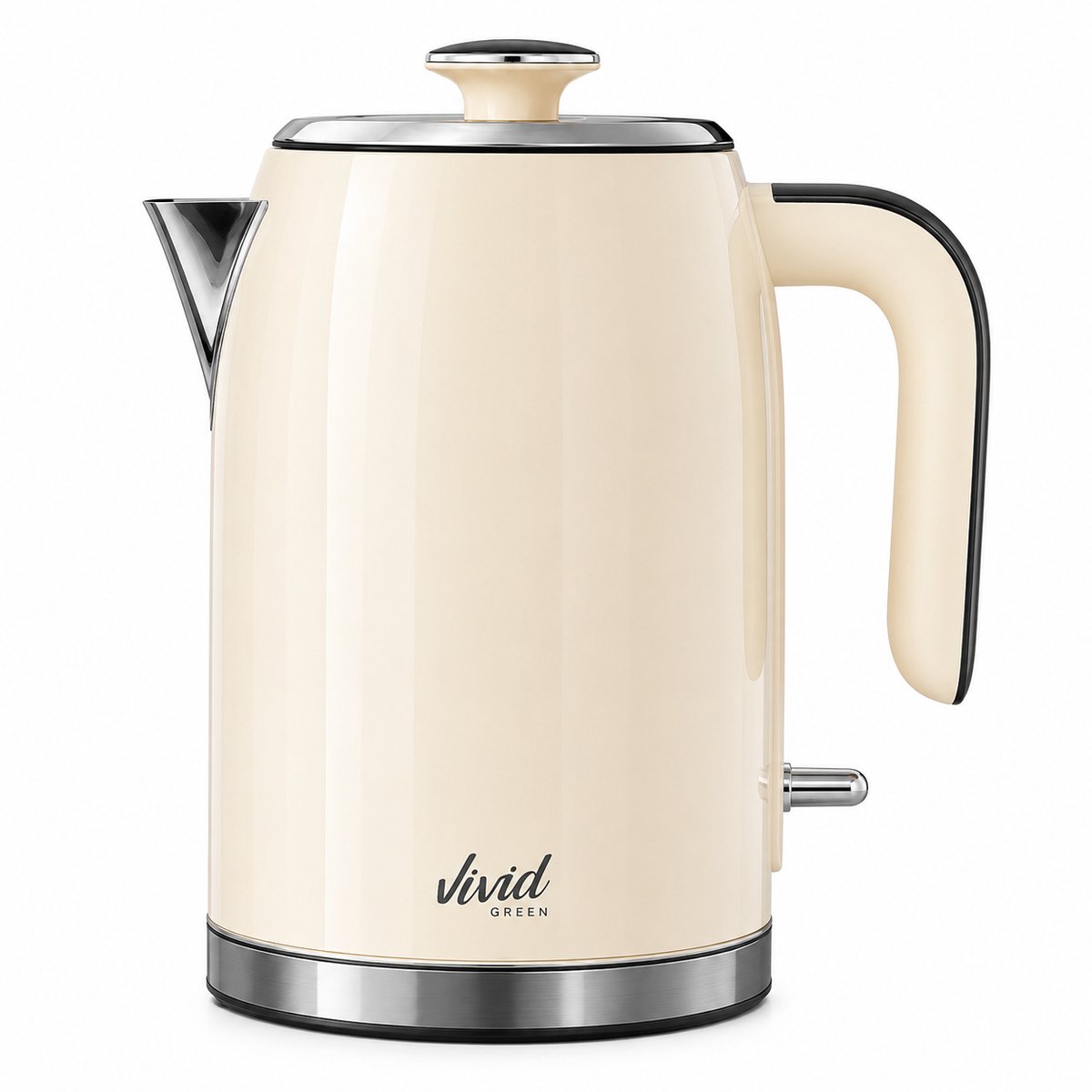 Vivid Green Luxe Waterkoker 1.7L - Retro Design - 2200W - BPA-vrij - 360° - RVS - Creme — afbeelding 1