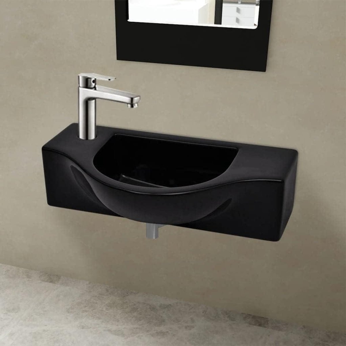 Keramiek Kraan - Wastafel Spons - Badkamer Opfrissen - Hoogglans Afwerking - 45x25 cm - Zwart