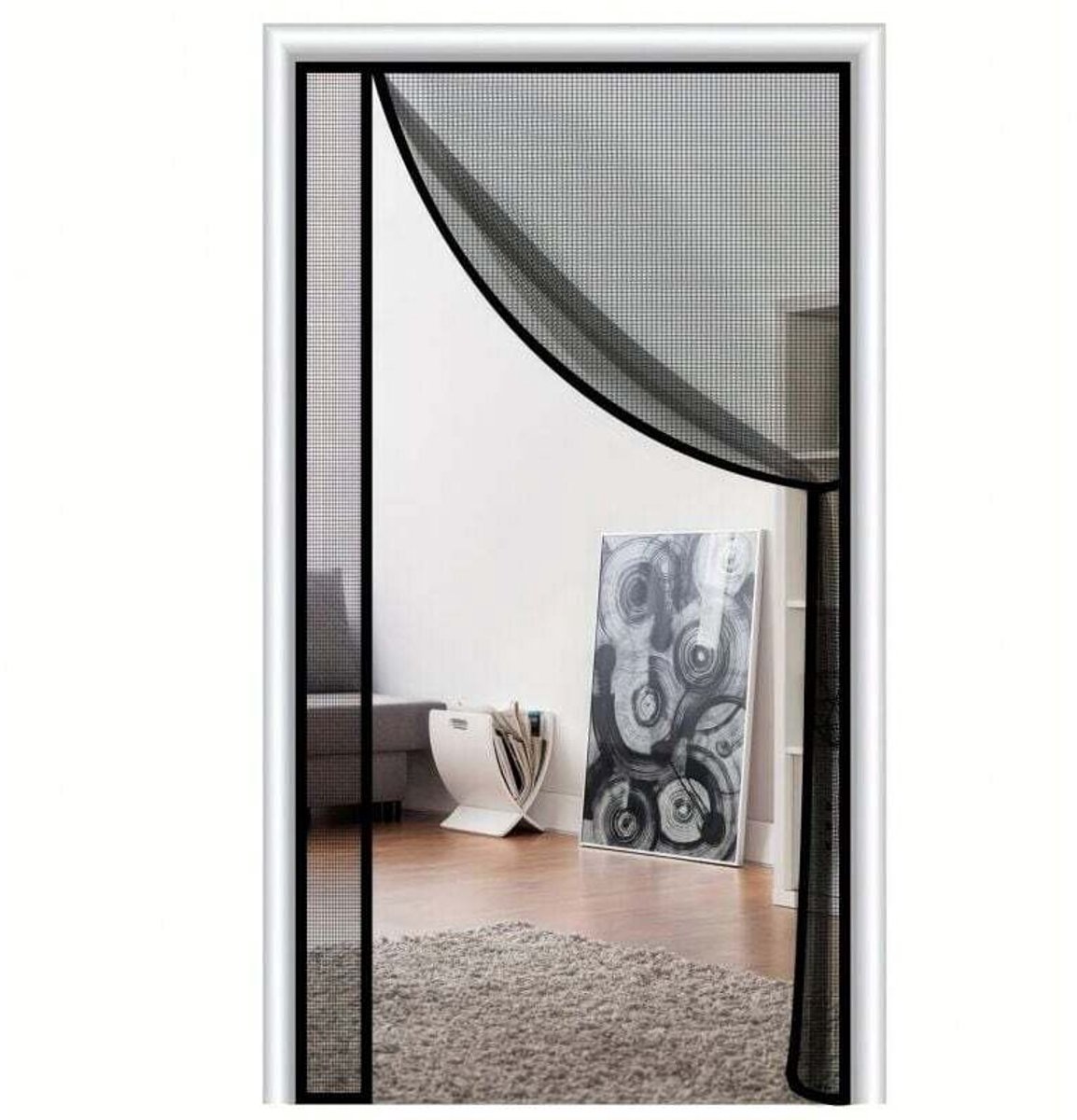 Magnetische muggennetdeur, mugdicht, sluit automatisch om te geschikt voorkomen dat muggen binnenkomen, 85 x 210 cm, zwart.