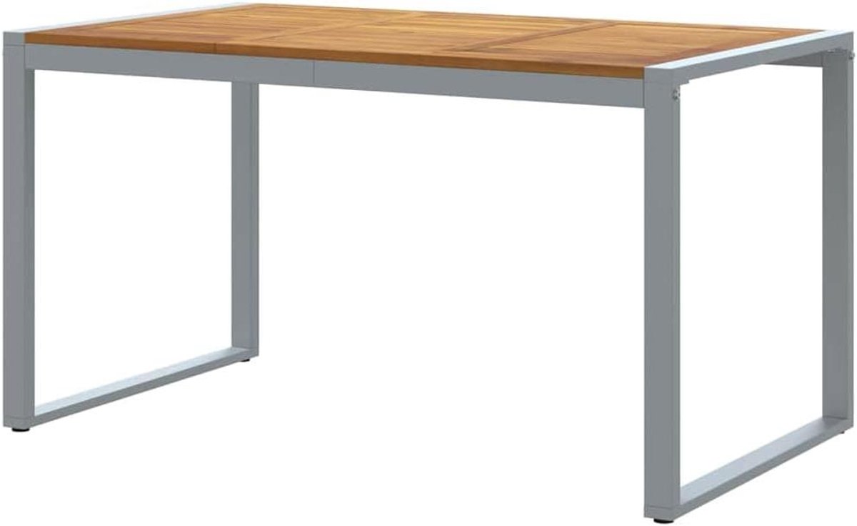 Tuintafel - Eettafel Buiten - Gezellig Tafelen - Massief Acaciahout Staal - 140 x 80 cm - Grijs