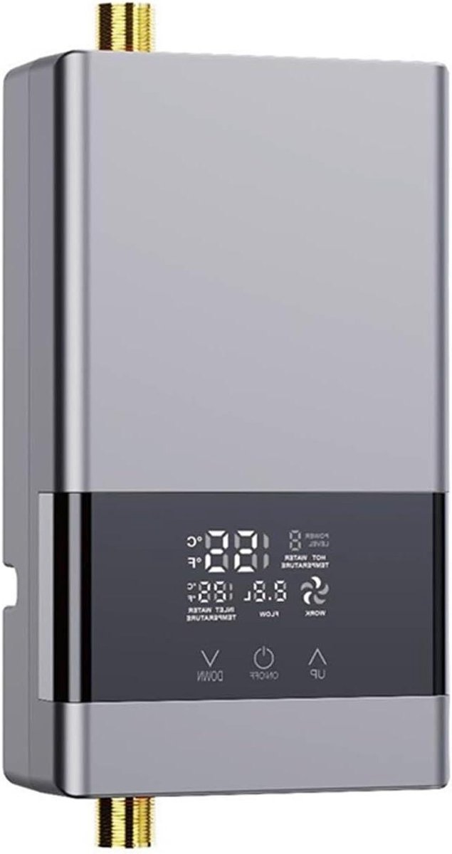 Doorstroomverwarmer Elektrisch - Boiler Wandmontage - Direct Warm Water - LCD Temperatuurdisplay - Compact Formaat - Grijs