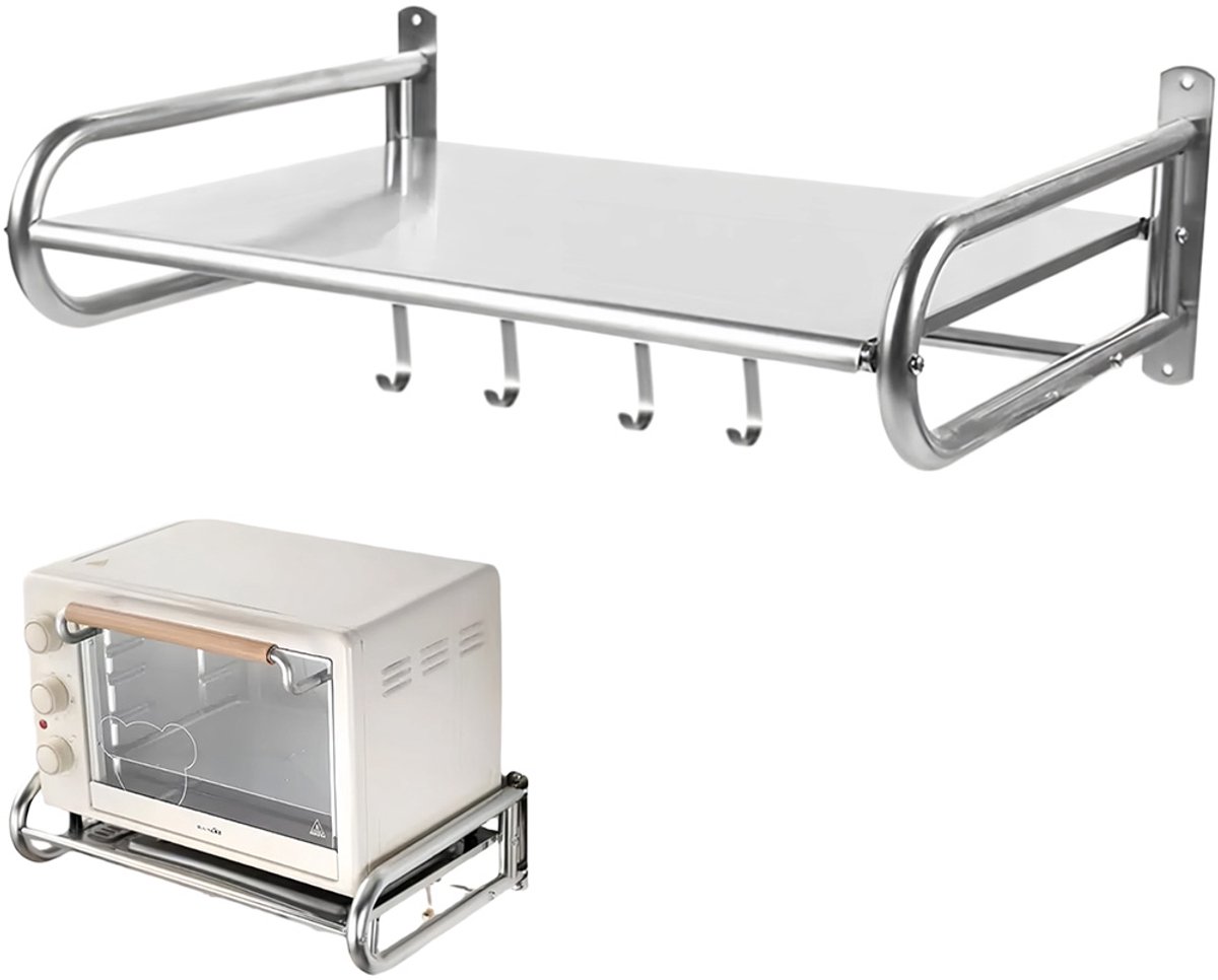Magnetron Beugel - Magnetron Beugel Ophang - Magnetronstandaard - Roestvrij Staal - Max 30kg - met Haak - Zilver