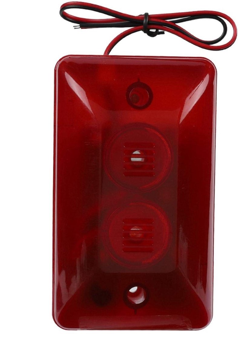 Dailygoody - Geluidsalarm Strobe - Stroboscoop Sirene - Hoog geluid en helder licht - Rood - Waarschuwing systeem - Geschikt voor binnen en buiten - 1.