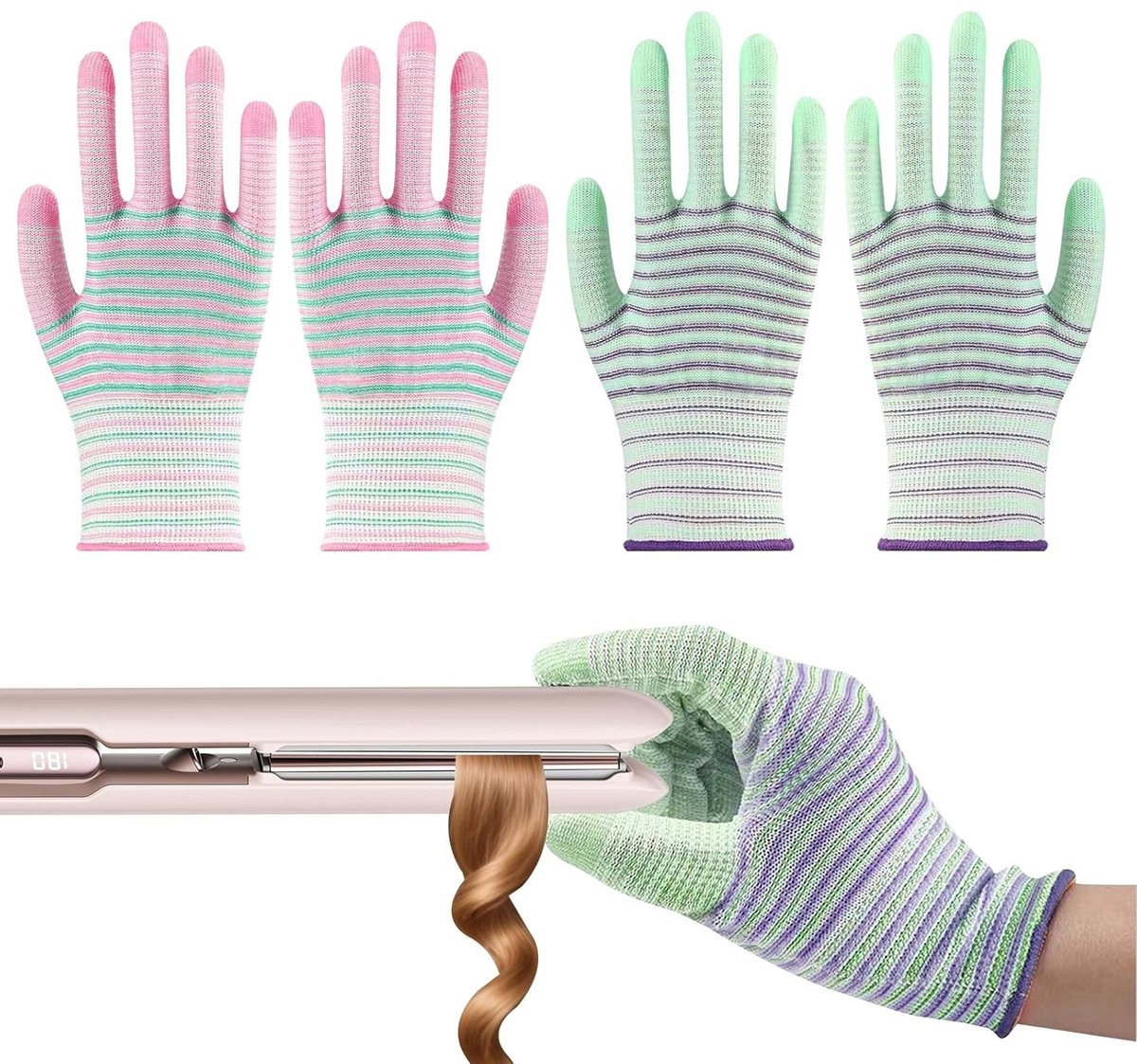 Thermische handschoenen voor haarstyling, ademend en dun ontwerp, perfect voor curling en bescherming van de polsen, geschikt voor de meeste vrouwen