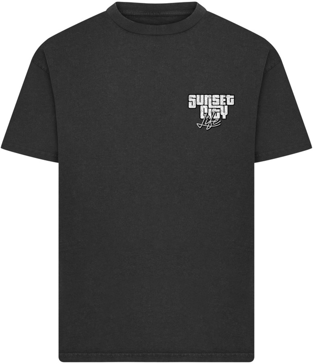 Mister Tee Sunset City Vintage Heavy Loose Heren Tshirt XS Zwart