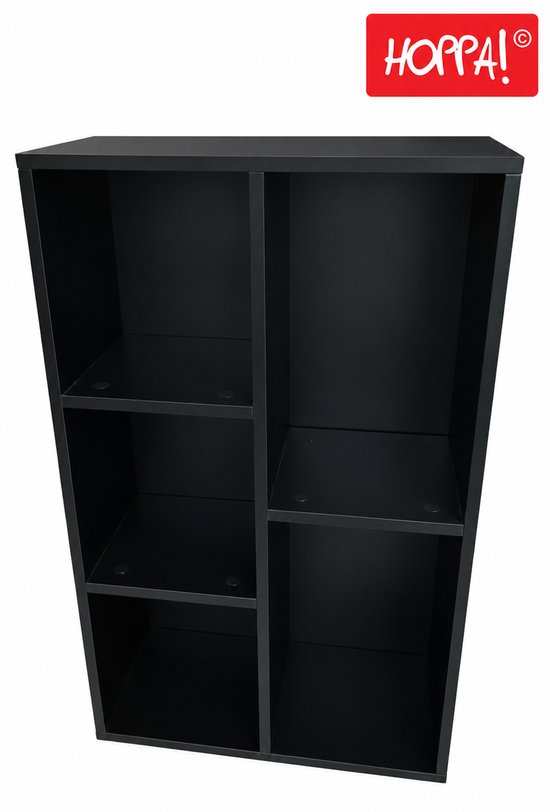Hoppa! Boekenkast – 5 vakken, Zwart, 50 x 24 x 80 cm (B x D x H)