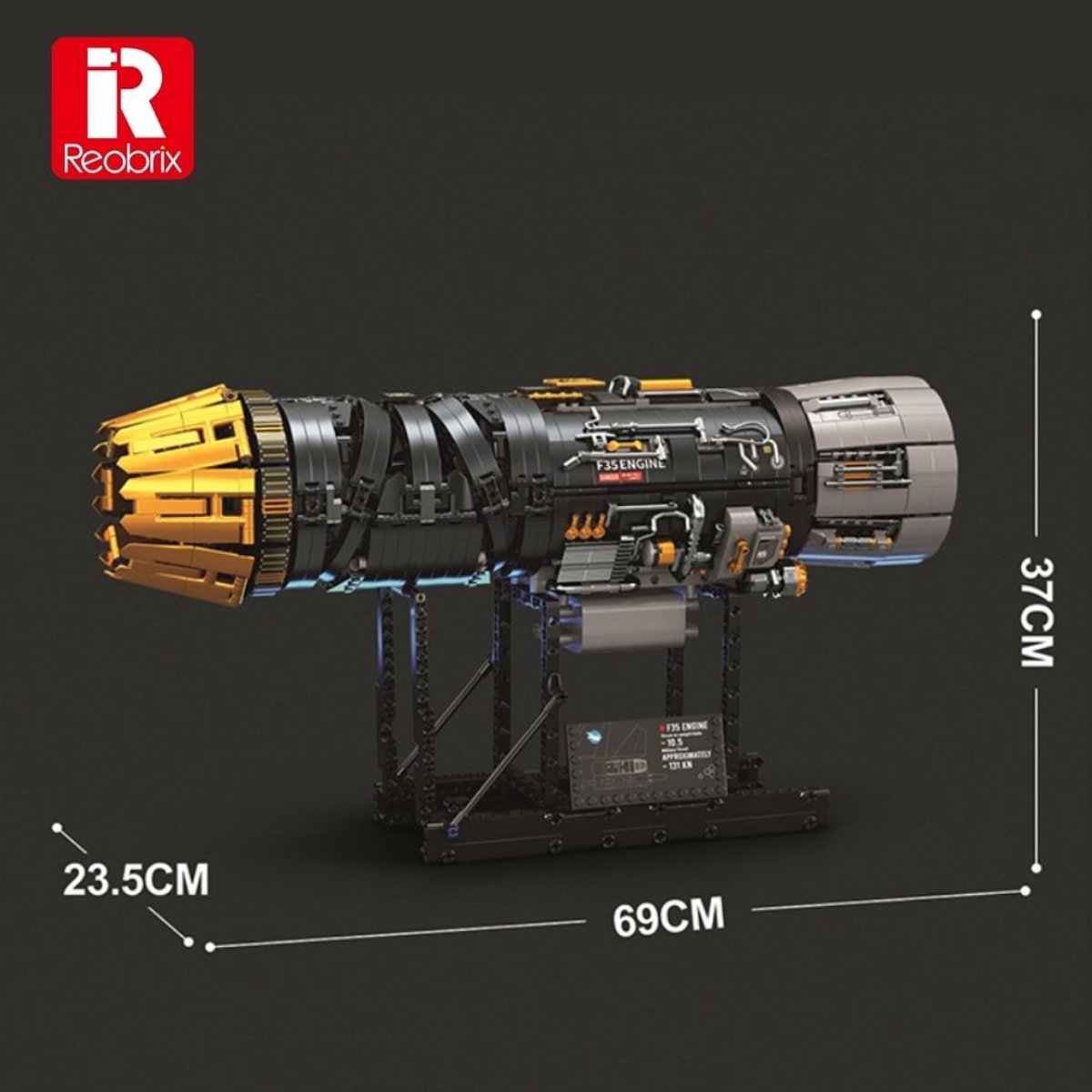 Reobrix 33014 F35 Straaljager vliegtuig motor bouwset | Speed engine icons modelbouw | Creator speelgoed ideas voor expert volwassenen & kinderen | Champions builders edition | Accu niet geschikt voor Lego technic | Bouwdoos met 1812 bouwstenen — afbeelding 9