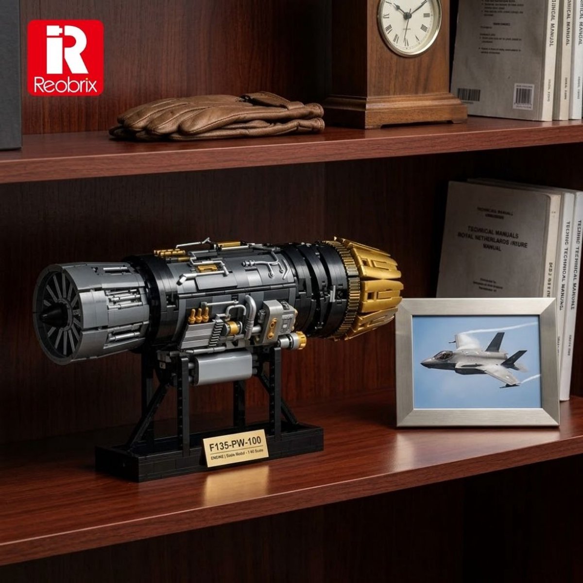 Reobrix 33014 F35 Straaljager vliegtuig motor bouwset | Speed engine icons modelbouw | Creator speelgoed ideas voor expert volwassenen & kinderen | Champions builders edition | Accu niet geschikt voor Lego technic | Bouwdoos met 1812 bouwstenen — afbeelding 12