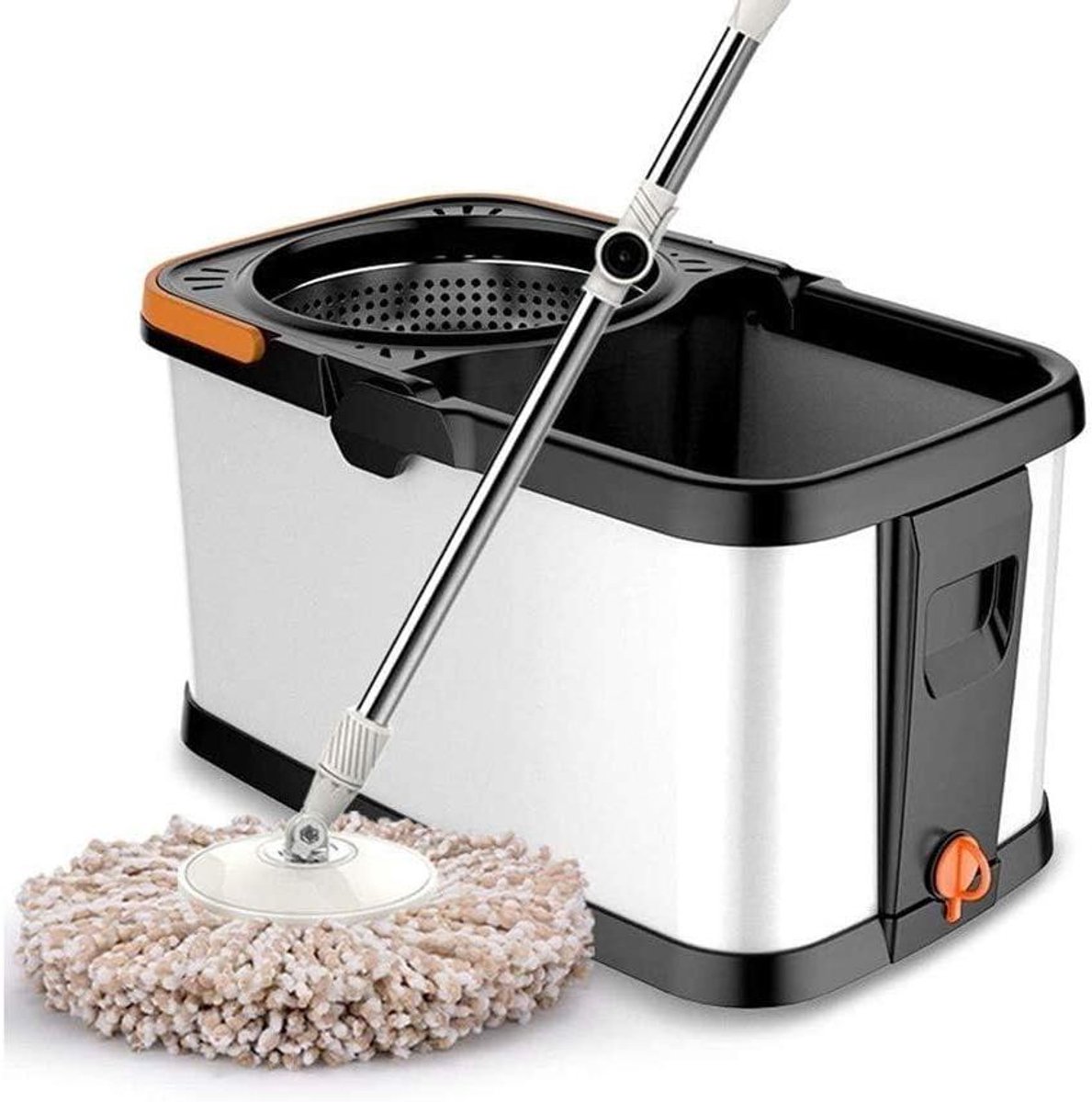 Dweil Set - Vloer Mop - Efficiënt Schoonmaken - Verstelbaar Handvat - 45 x 27 x 27 cm - Wit