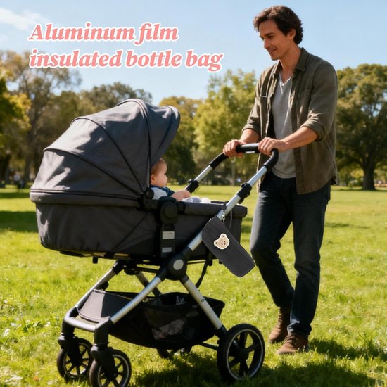 Flesjes Isolatie Tas - Baby Fles Koeler - Borstvoeding Onderweg - Aluminium Isolatie Laag - 22 cm - Zwart — afbeelding 2