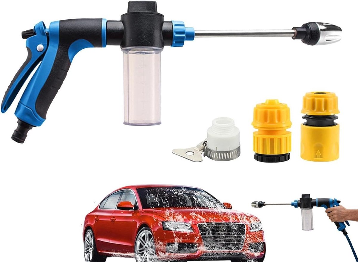 Autowas Schuimsproeier - Schuimkanon Tuinslang - Voertuigen Reinigen - Verstelbare Sproeikop - 16 cm Breedte - Blauw Zwart