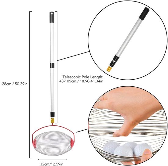 Notenverzamelaar - Notenraper Ballenraper - Tuinieren - Uitschuifbare steel - 48-105 cm - Zilver — afbeelding 5