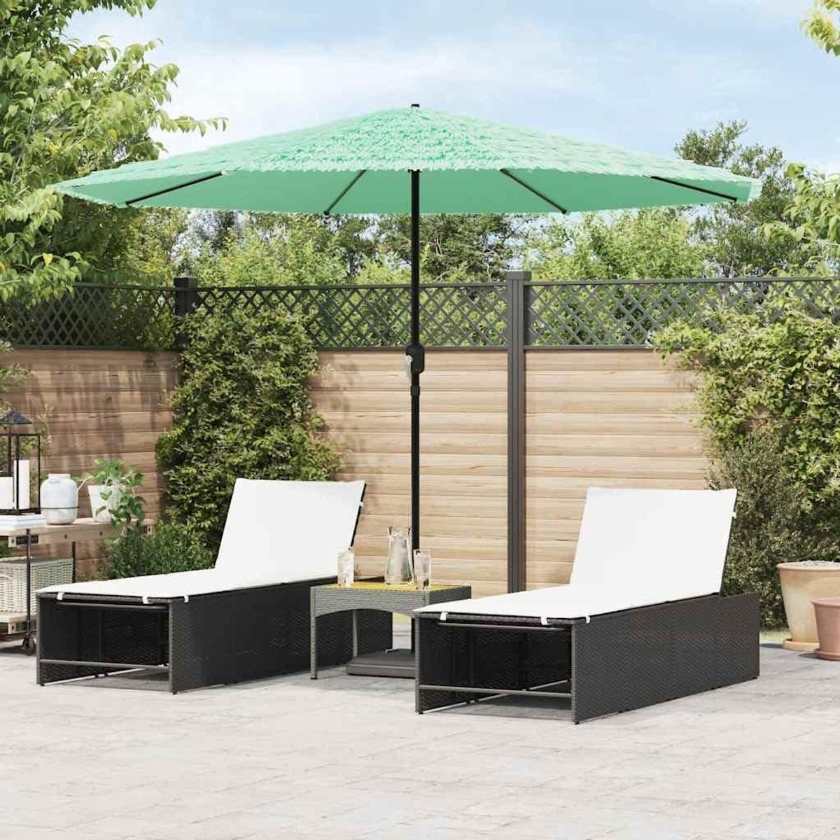 Parasol met stalen mast - Balkon parasol tuin - Schaduw creëren buiten - Robuuste constructie