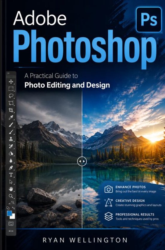 Couverture du livre "Adobe Photoshop: A Practical Guide to Photo Editing and Design" par Ryan Wellington.
