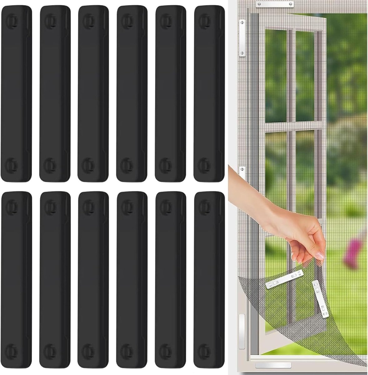 Clips voor Vliegengaas - Magneet Gordijn Clips - 12 stuks zelfklevende bevestigingsclips v