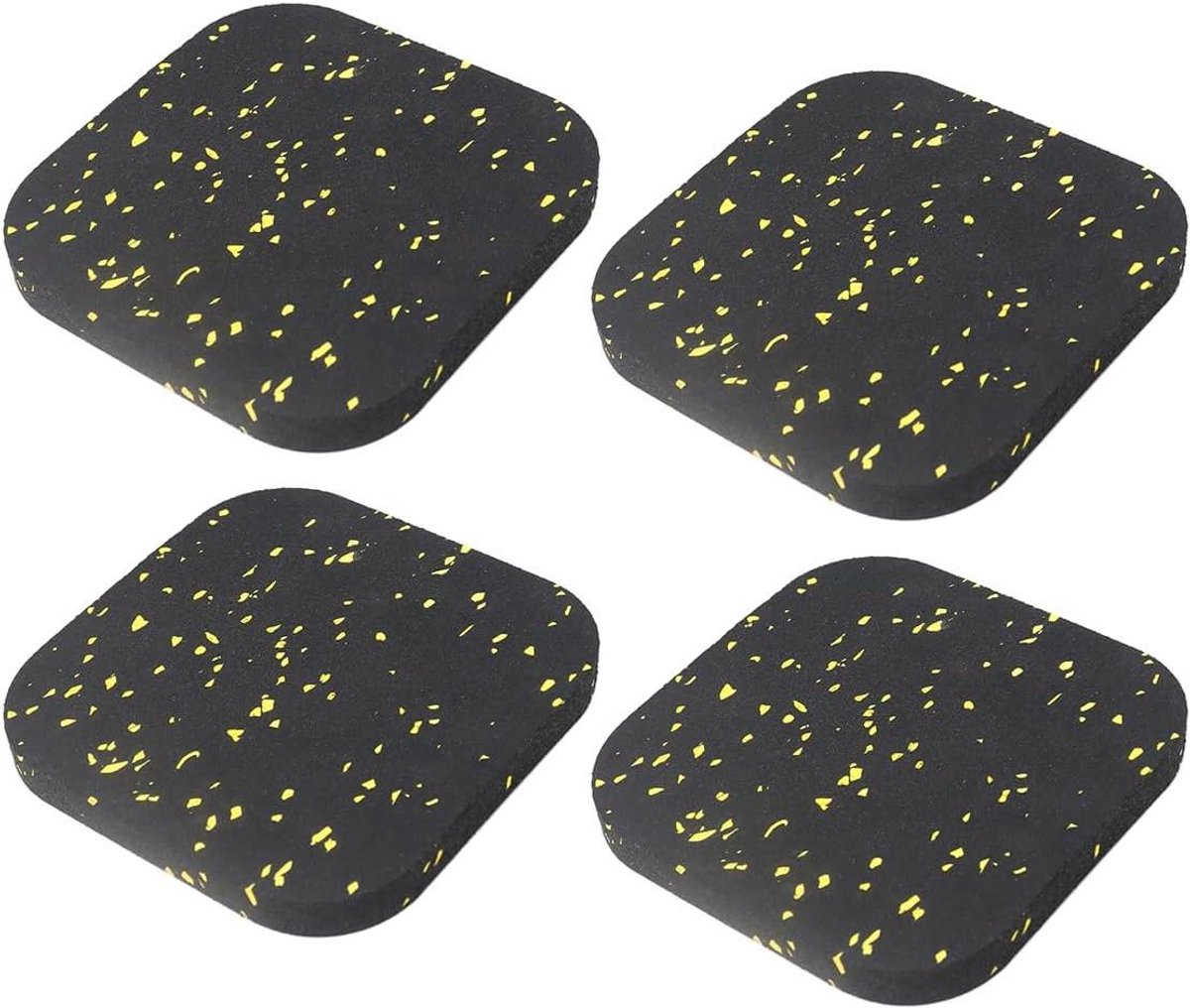 Rubberen Matten - Trillingsdempers Dempers - Fitness Apparatuur Beschermen - Schokabsorberend - 100x100x10 mm - Zwart Geel