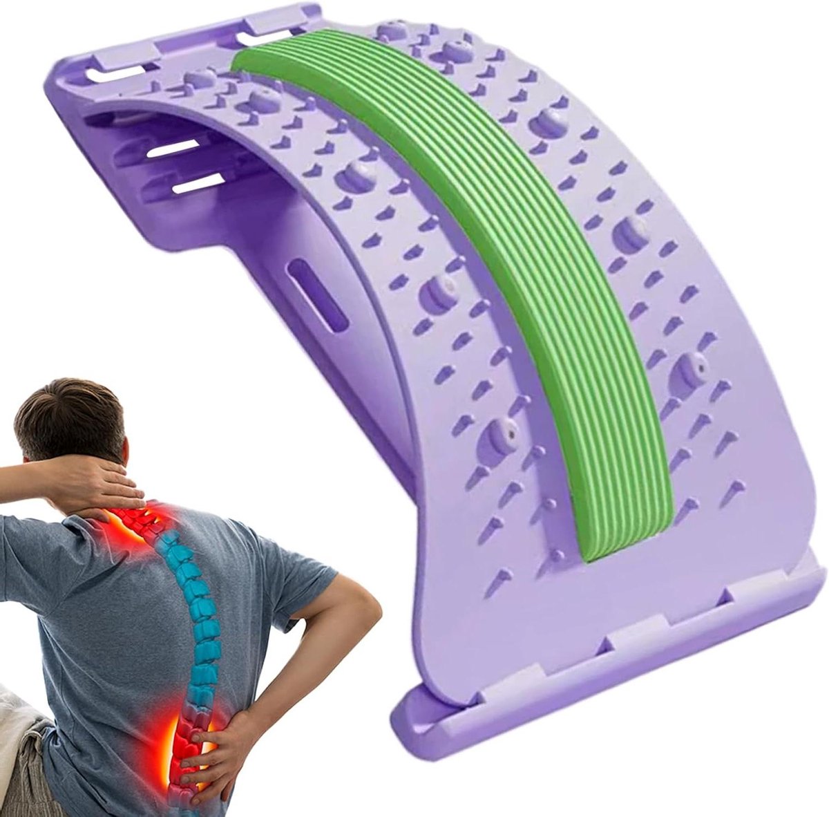 Rug Stretcher - Lendensteun Trainer - Spierontspanning Thuis - 3-Niveau Verstelbaar - 38 x 28.7 cm - Zwart