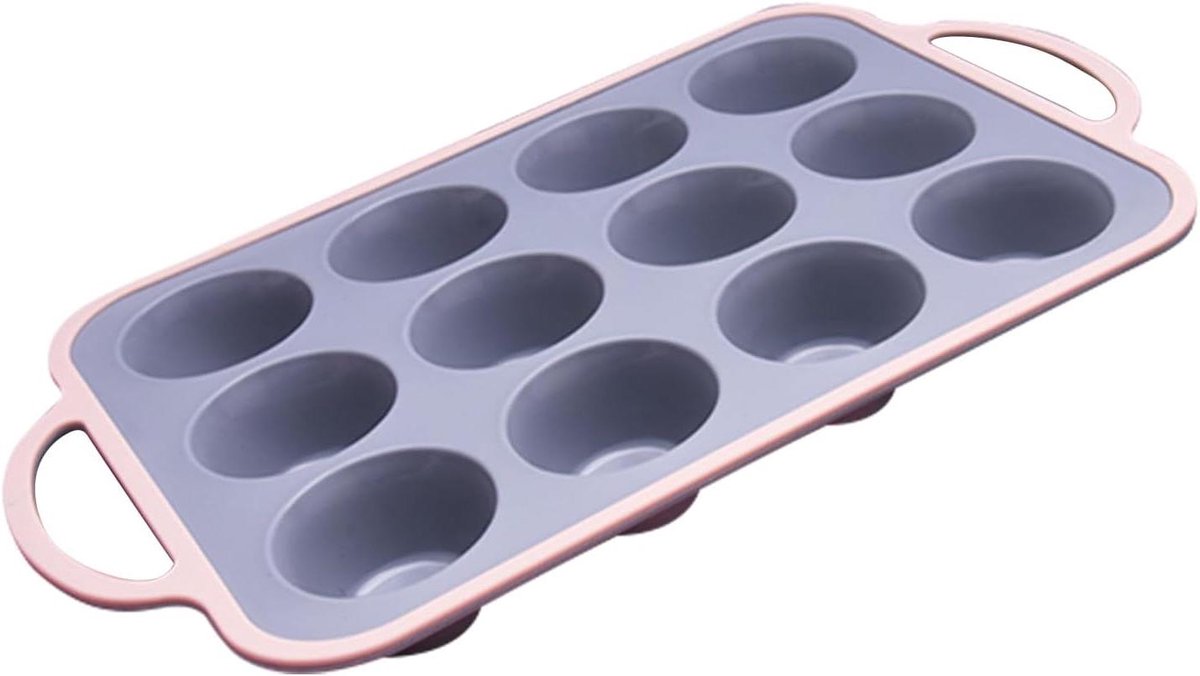 Siliconen Muffin Tin - Muffin Tray Bakvorm - Bakken Thuis - Versterkt Frame - 12-Cups - Roze