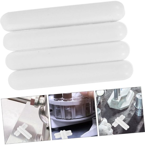 Roerstaafjes Set - Magnetische Mixers - Vloeistoffen Mengen - PTFE Gecoat Hittebestendig - 4 Stuks 5 cm - Wit — afbeelding 3