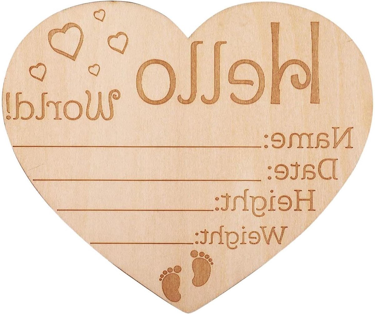 Baby Naamplaat Hout - Geboortebord Herinnering - Geboorte Aankondigen - Dubbelzijdig Beschrijfbaar - 15 cm Diameter - Multicolor