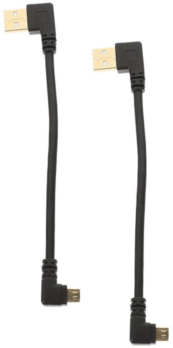 Micro USB Kabel - Hoek Adapter - Opladen Data - 90 Graden Hoek - 2 Stuks - Zwart