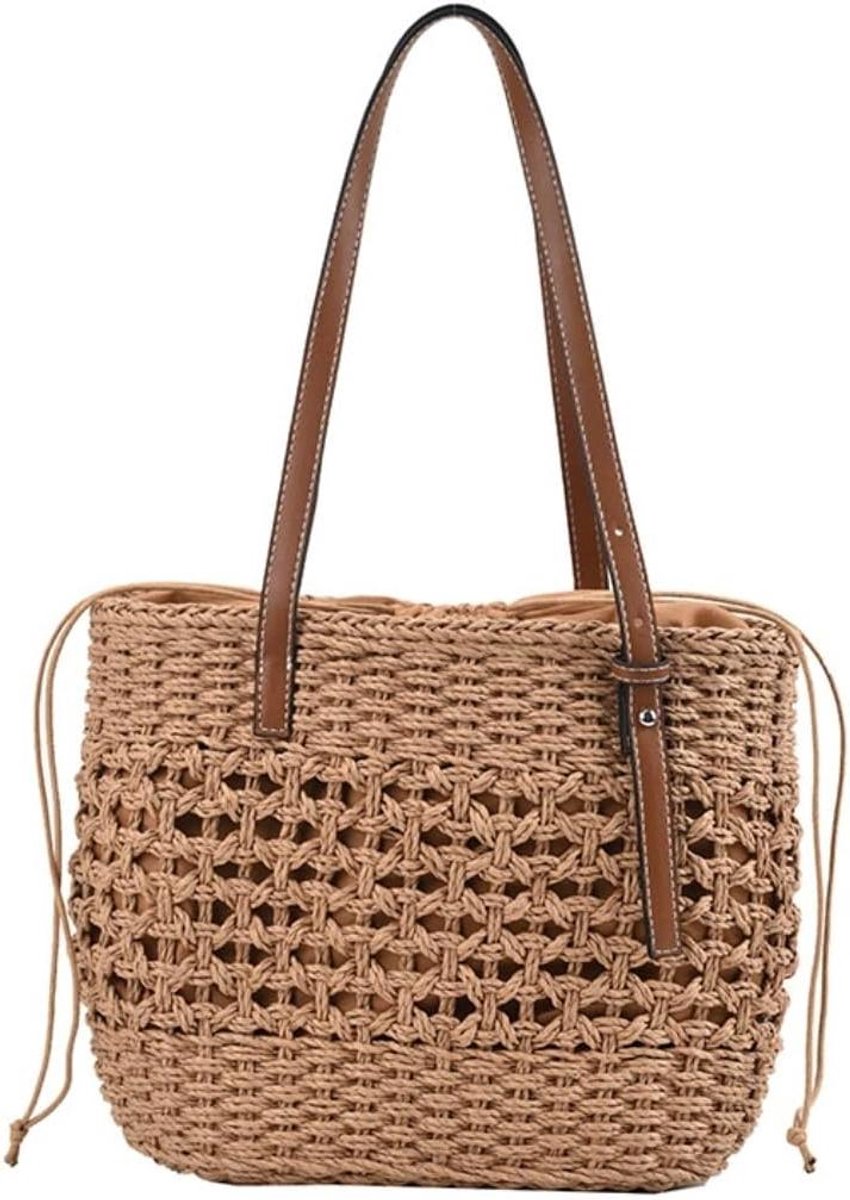 Strandtas Gevlochten Tas - Dames Handtas - Zomerse Uitstapjes - Handgemaakt Stijlvol - 36 x 27 cm - Natuurlijk