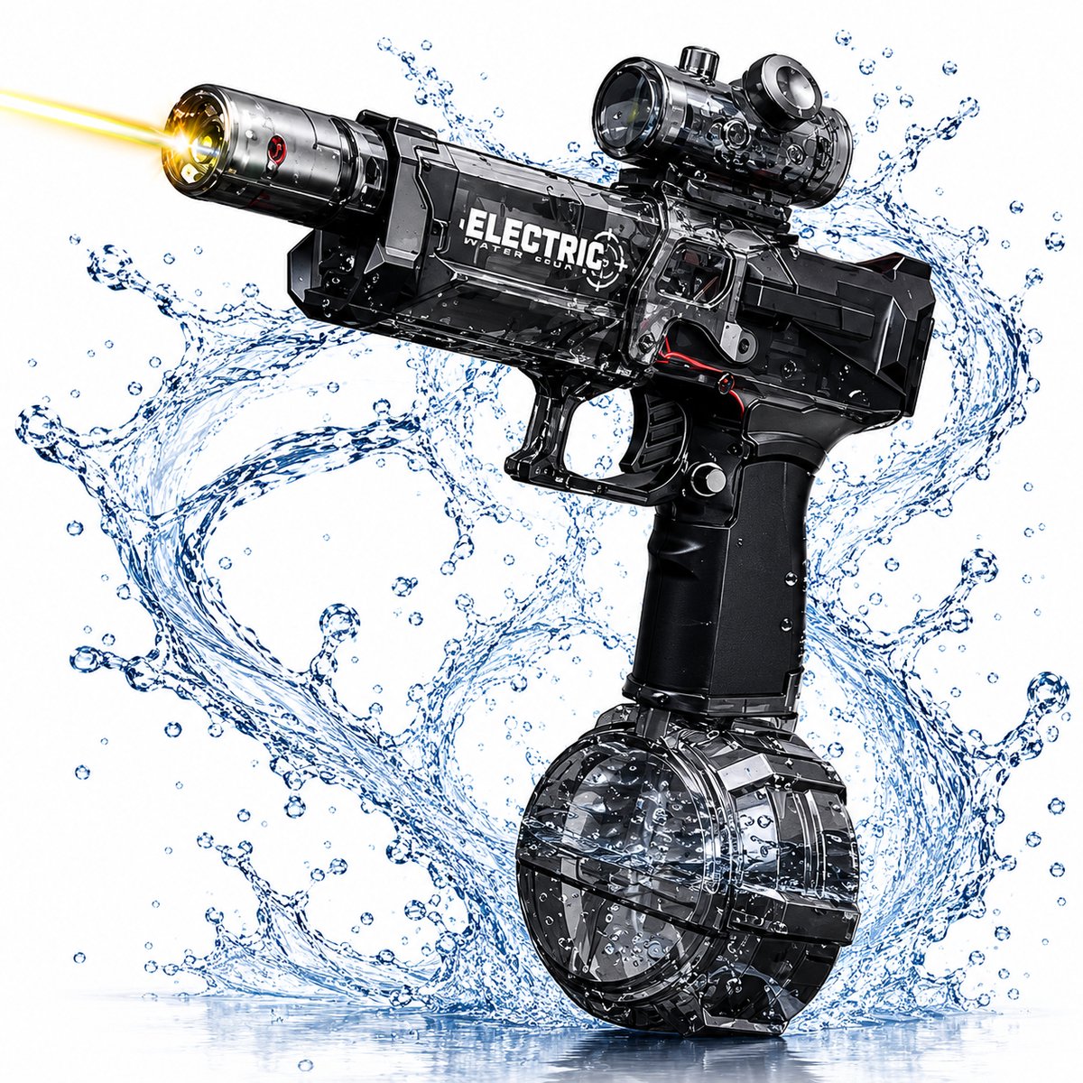 WVspecials Elektrisch Waterpistool – Buitenspeelgoed – Super Soaker – Waterspeelgoed – Met Flits Bij Ieder Schot - Automatisch Waterpistool – Watergeweer – Speelgoed - 3 Jaar - 4 Jaar - 5 Jaar - Glock – Watergun – Waterblaster - Zwart