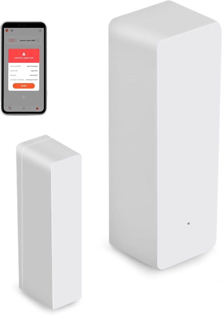 SnelShoppen - Wifi-deursensor, Draadloze Deuralarm met Alexa & Google Assistant, Real-time Meldingen, Eenvoudige Installatie, Geen Hub Nodig, Veilighe