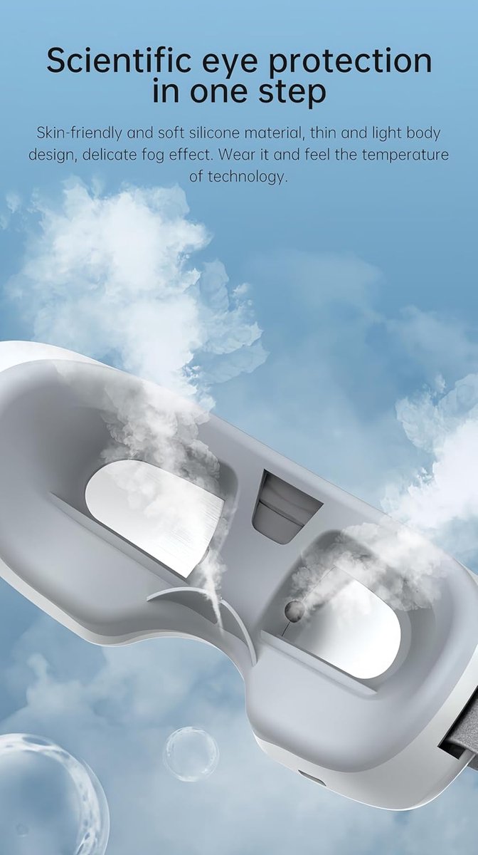 Oogmasker met stoom voor droge ogen, oogmasker met stoomtherapie op twee niveaus, verstelbare verwarmde oogmassager met stoom, hydraterende oogverzorging met warme en koude nanospray, ideaal als cadeau. — cadeau in Verzorging - foto 5