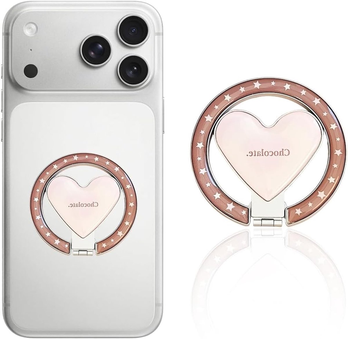 Ringhouder voor smartphone, magnetische vingerhouder, hartvormige ringstand voor iPhone en Android