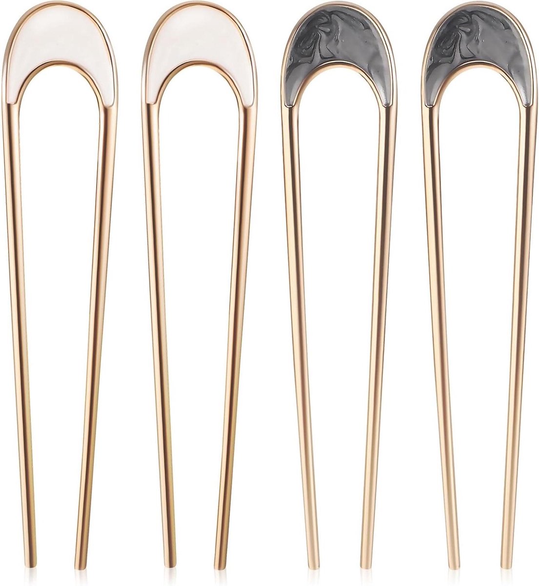 Haarspelden Set - U-vormige Spelden - Kapsels Maken - Stevige Grip - 4 Stuks - Wit Zwart
