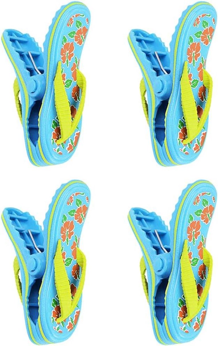 Wasknijpers - Handdoek klemmen - Strand & Tuin - Slipper design - 4 stuks - Meerdere kleuren