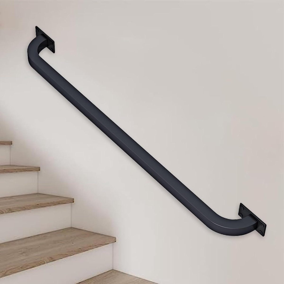 Trapleuning Set - Smeedijzeren Handgreep - Veiligheid Binnen Buiten - Stevig Duurzaam Ontwerp - 80cm - Zwart