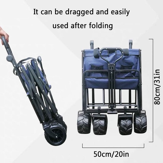 Bolderkar Opvouwbaar - Kampeerwagen Tuin - Buiten Transport - 4 Zwenkwielen - 100x50x74 cm - Stijl 1 van Bolderkar Opvouwbaar — afbeelding 2
